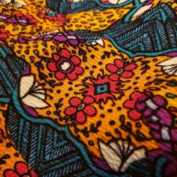 LulaRoe Unicorn Cassie Skirt Women's Small S Orange Teal Floral Midi Vintage EUC - Picture 3 of 5